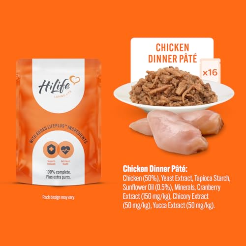 Detalle de HiLife It's Only Natural Complete Wet Cat Food – The Big Chicken One in Jelly (32 x 70g)