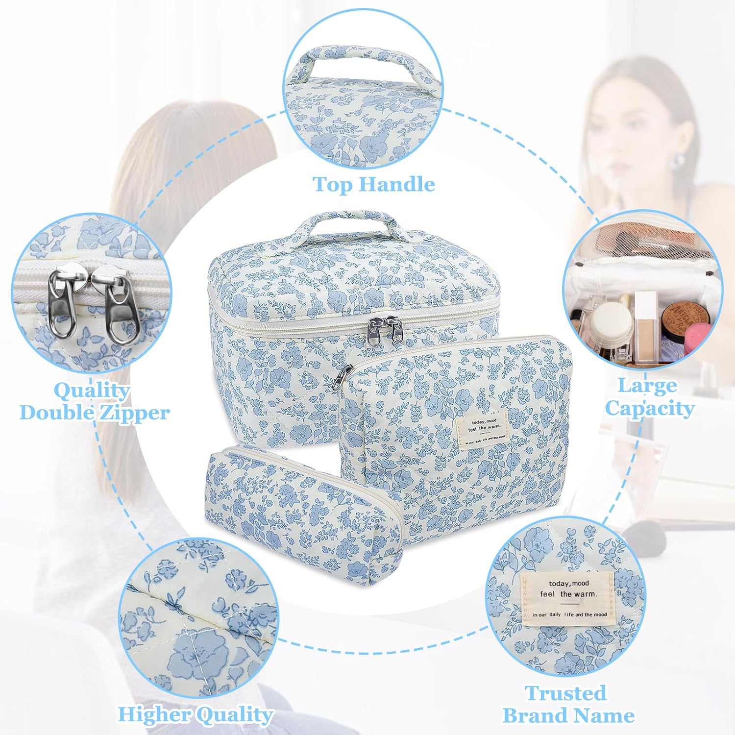 Thumbnail 2 de Gosect Large Quilted Makeup Bag
