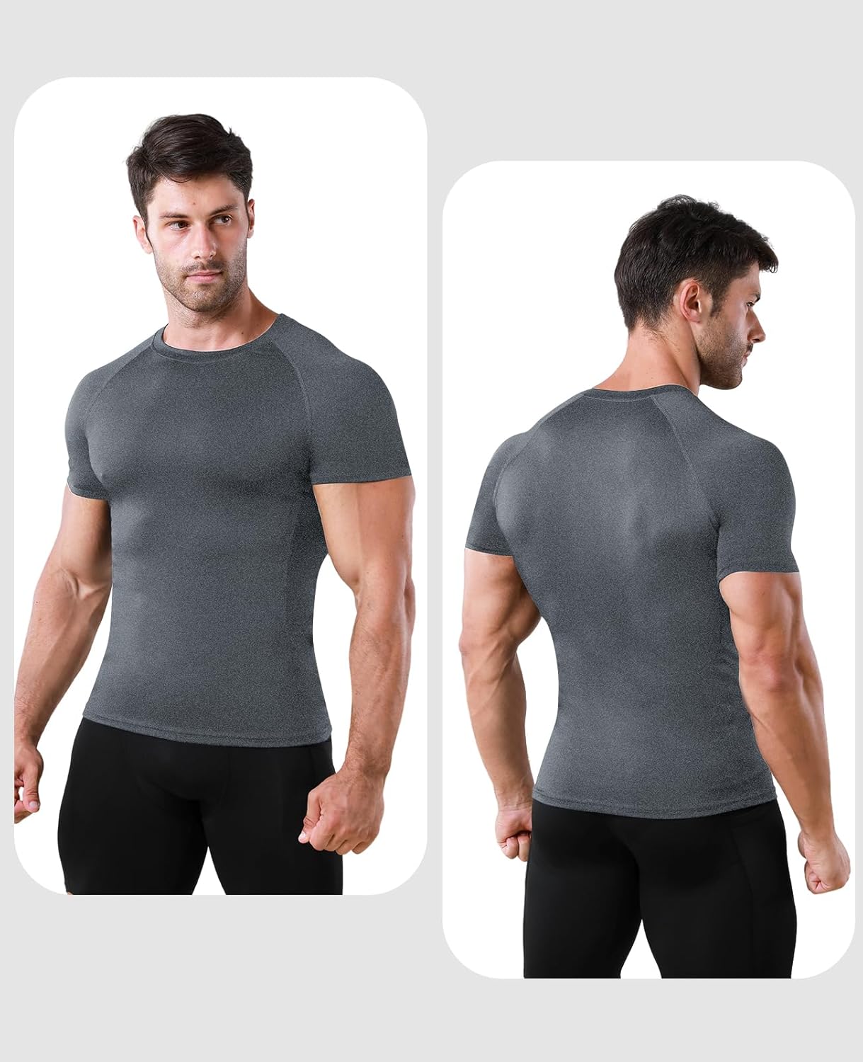 Thumbnail 1 de Niksa Men's Compression T-Shirts: 1 Pack or 2 Packs - Quick Dry Base Layer for Gym, Running, Cycling and Training