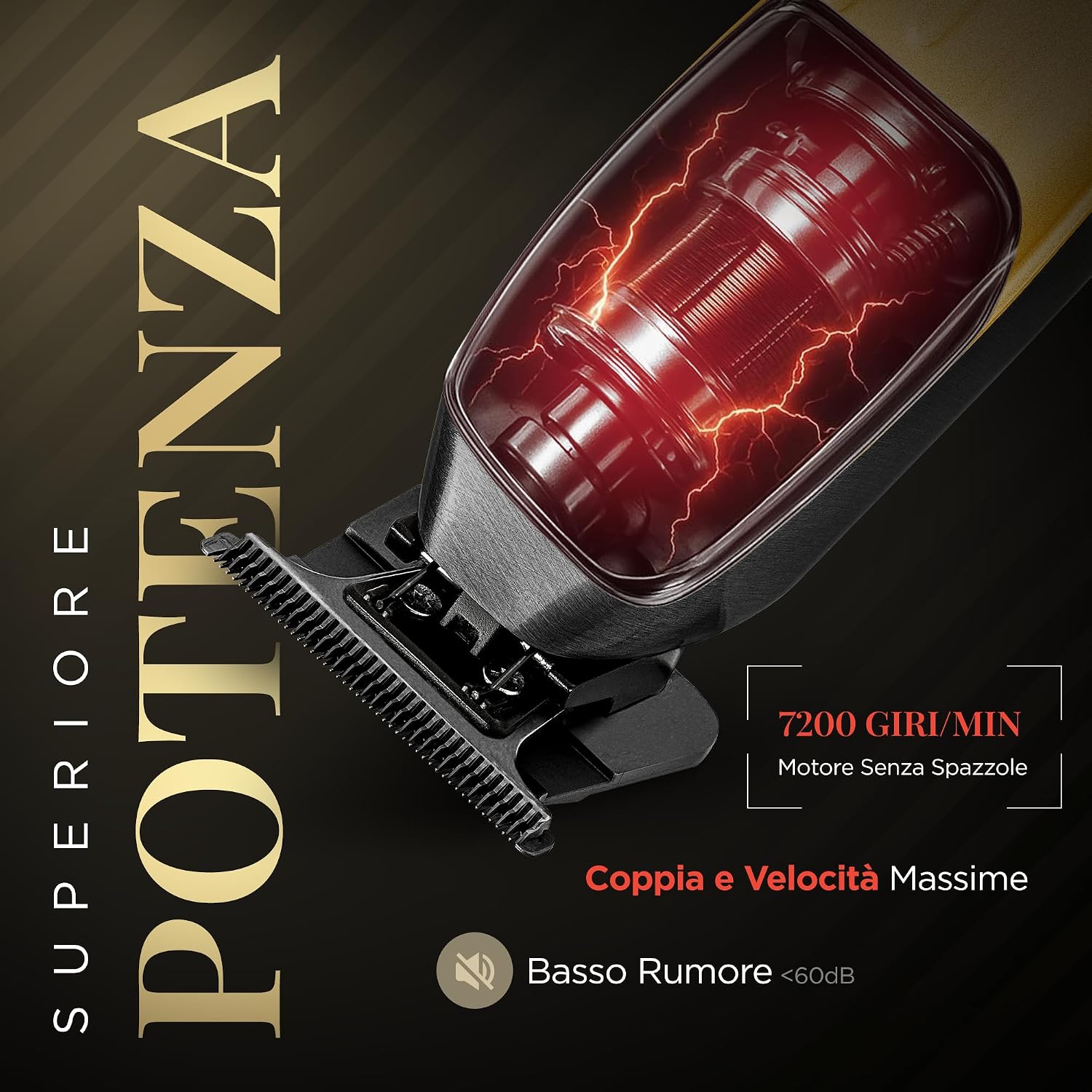 Detalle 2 de Fagaci Macchinetta Professionale Zero Gap — Tagliacapelli Professionale Brushless 7200 RPM e Lame Ceramica/DLC