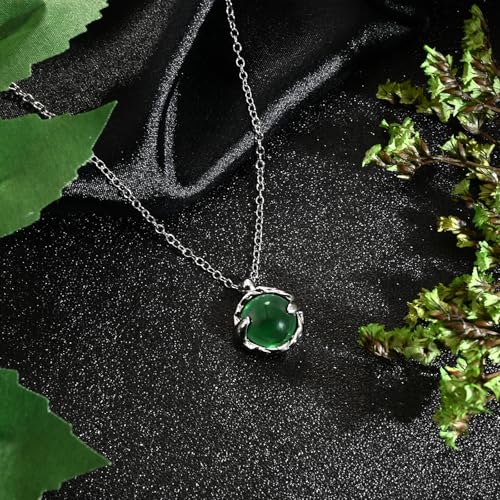 Detalle 2 de Weviway Circle Emerald Necklace: Green Gemstone Pendant in Silver – Handmade UK Gift