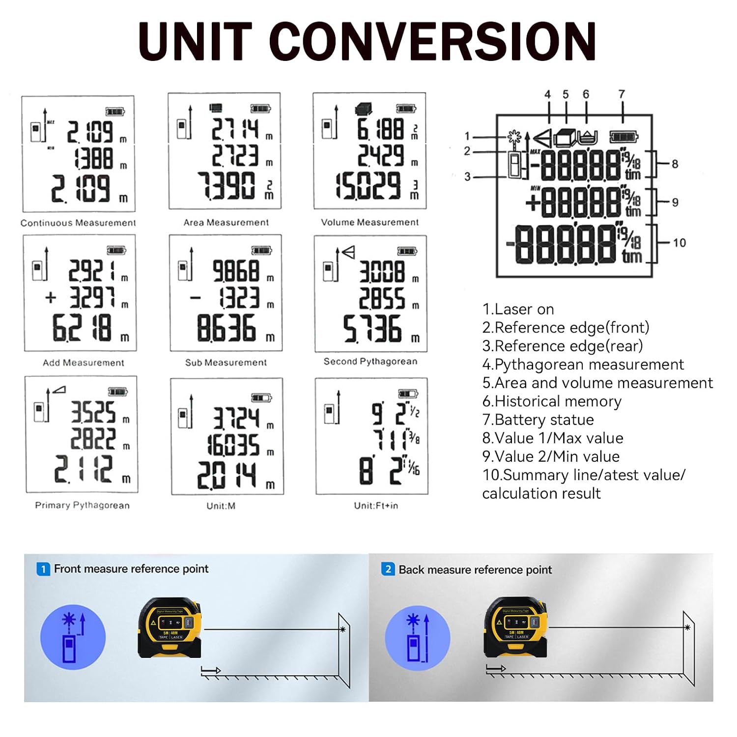 Thumbnail 3 de Fitdays 3-in-1 laser tape measure 40m