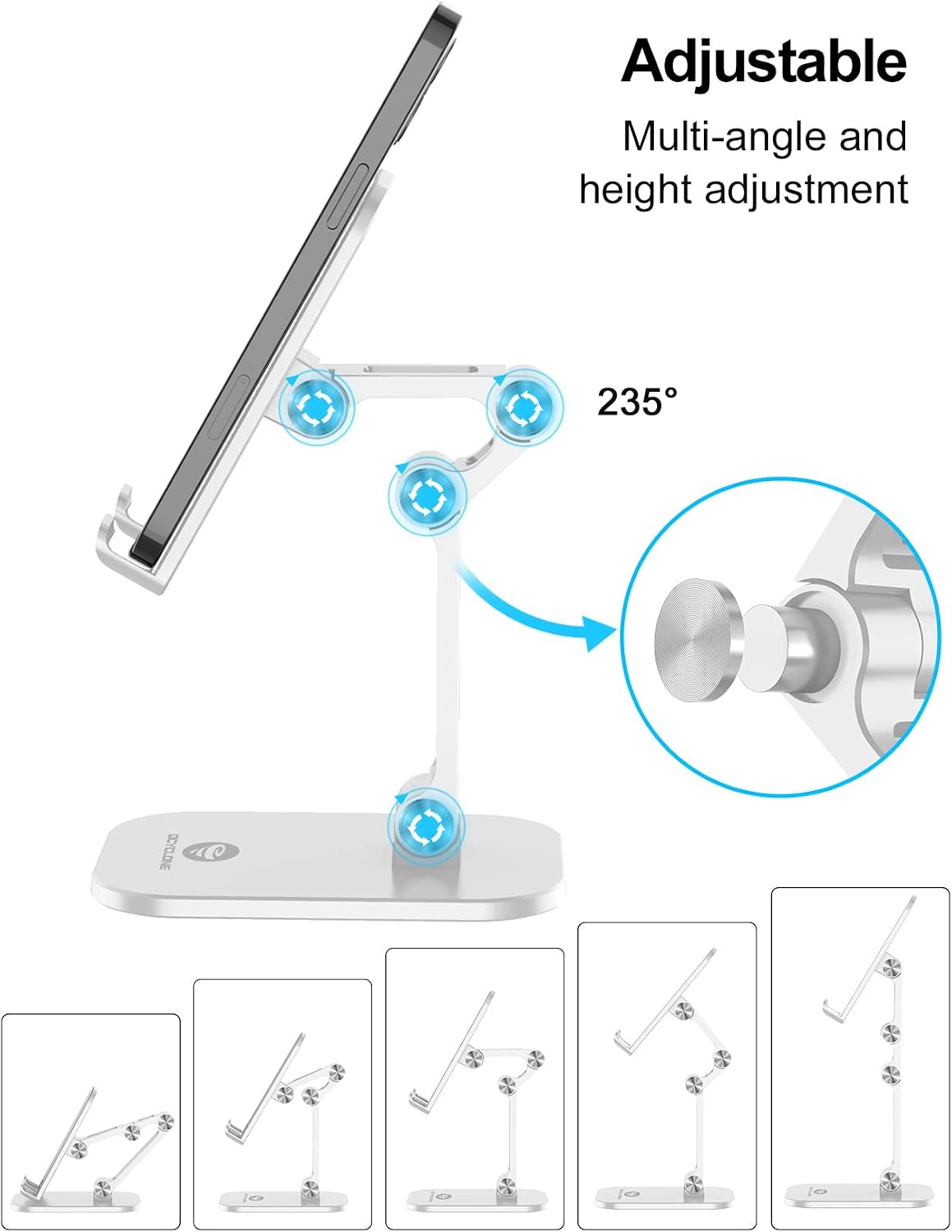 Detalle 2 de OCYCLONE Phone Stand Adjustable Height for 4.7–13"