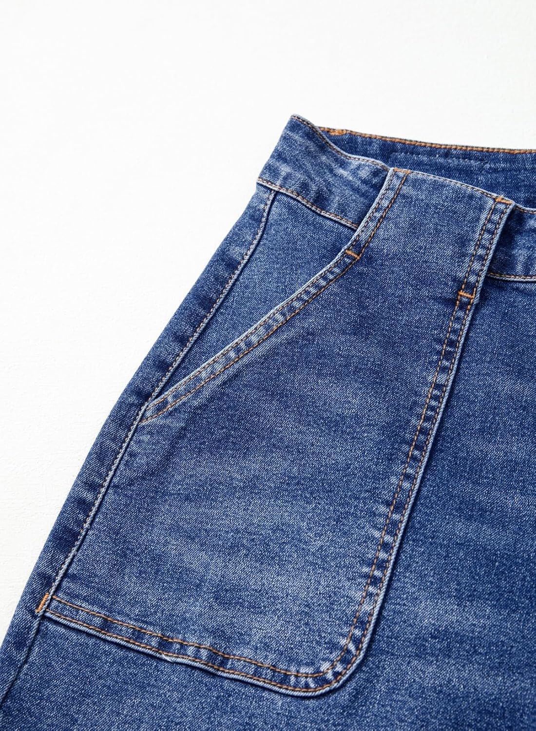 Detalle 2 de Sidefeel Women's Wide-Leg Jeans, High-Rise Stretch Denim with Front Pockets