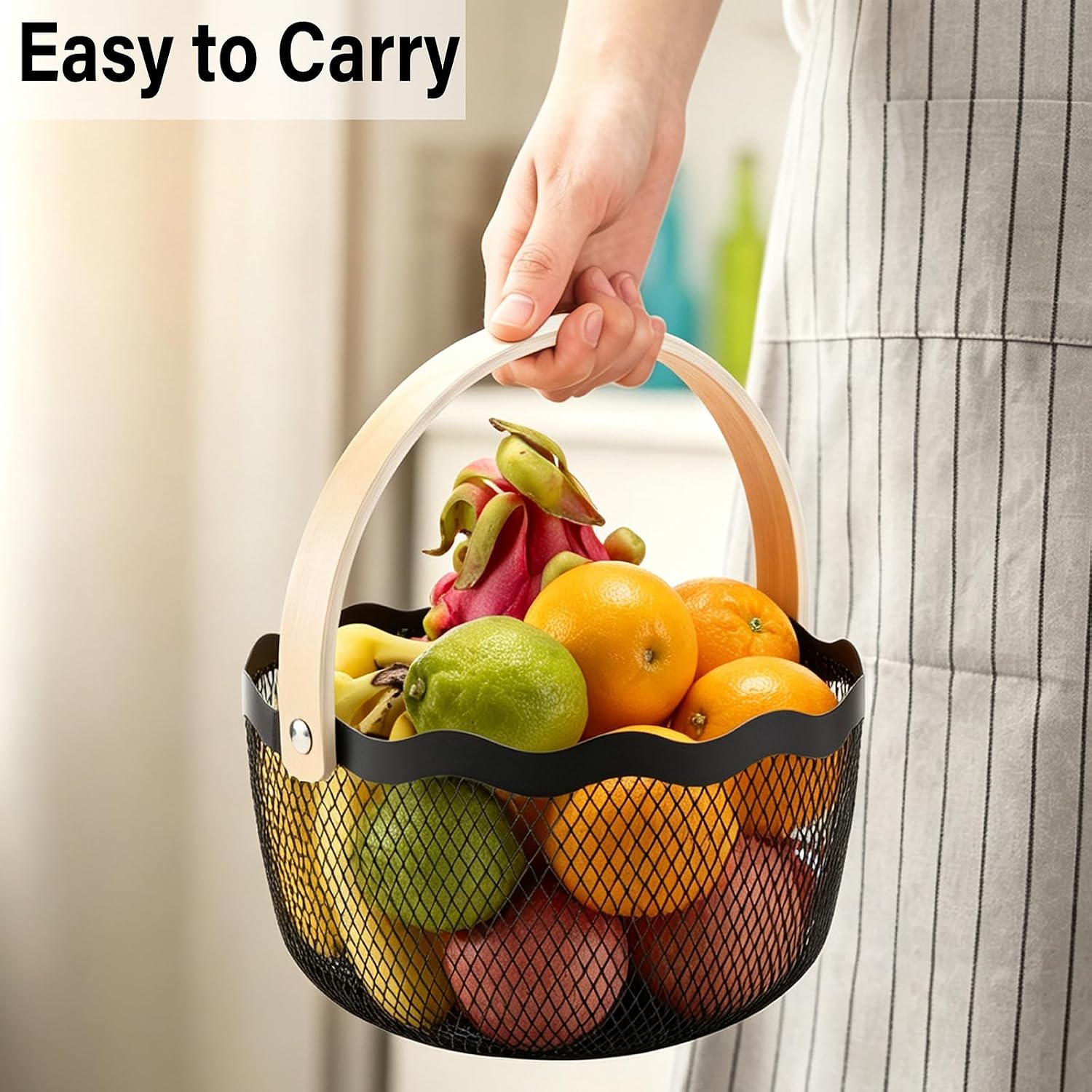Detalle 1 de SANHSEHOME Metal Mesh Harvest Basket, Alloy Steel