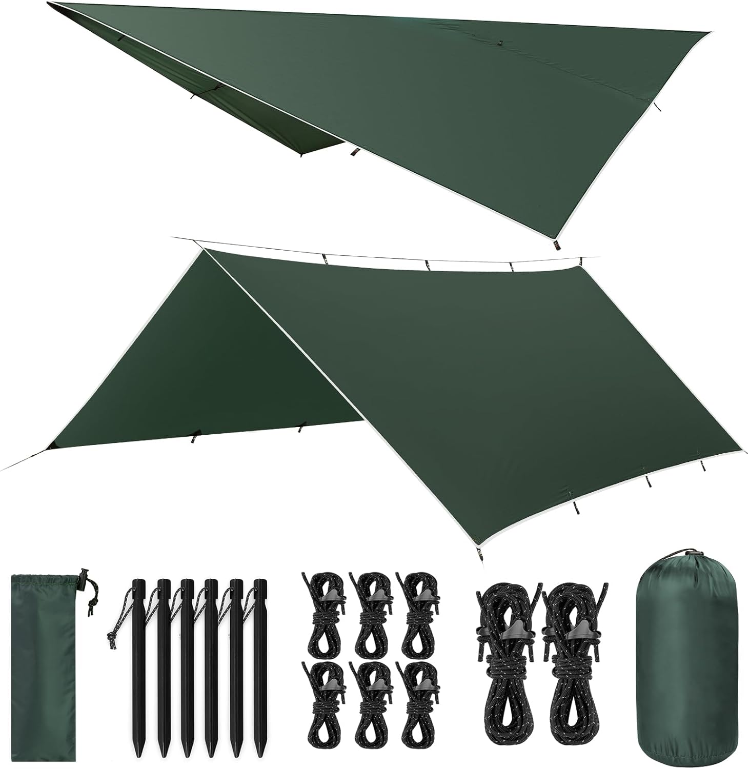 Detalle de VOSOIR Tarp 3x4M – wasserdicht, ultraleicht und vielseitig für Camping, Hängematte und Outdoor-Aktivitäten