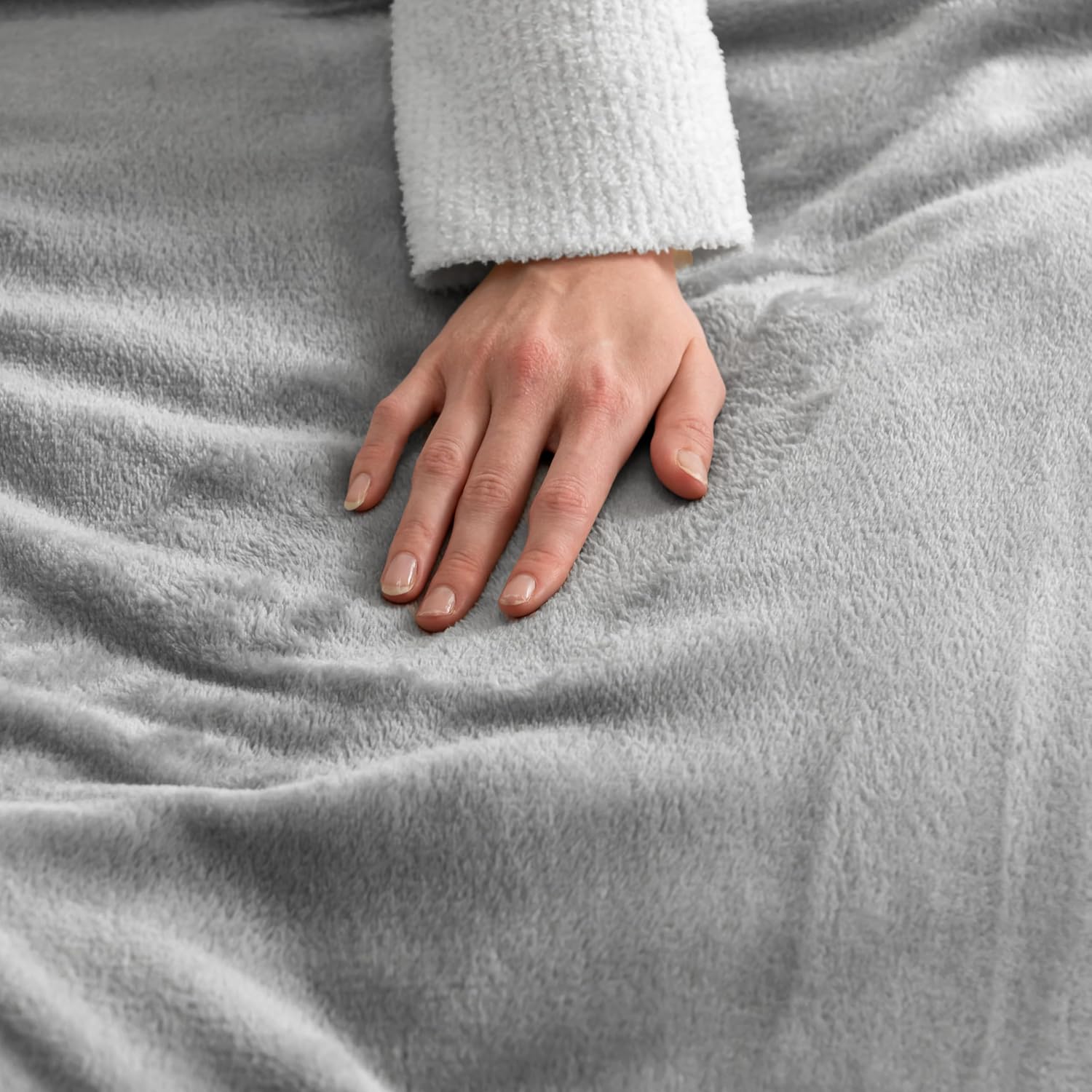 Detalle de Good Nite Plaid Coperta in Pile Singolo 150x200 cm grigio