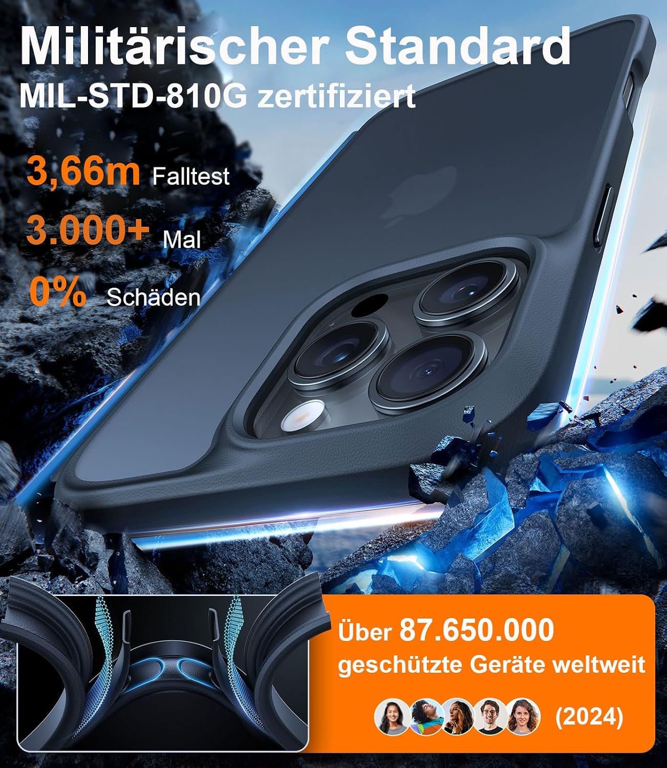 Detalle 2 de TORRAS Guardian iPhone 16 Pro Hülle Schwarz