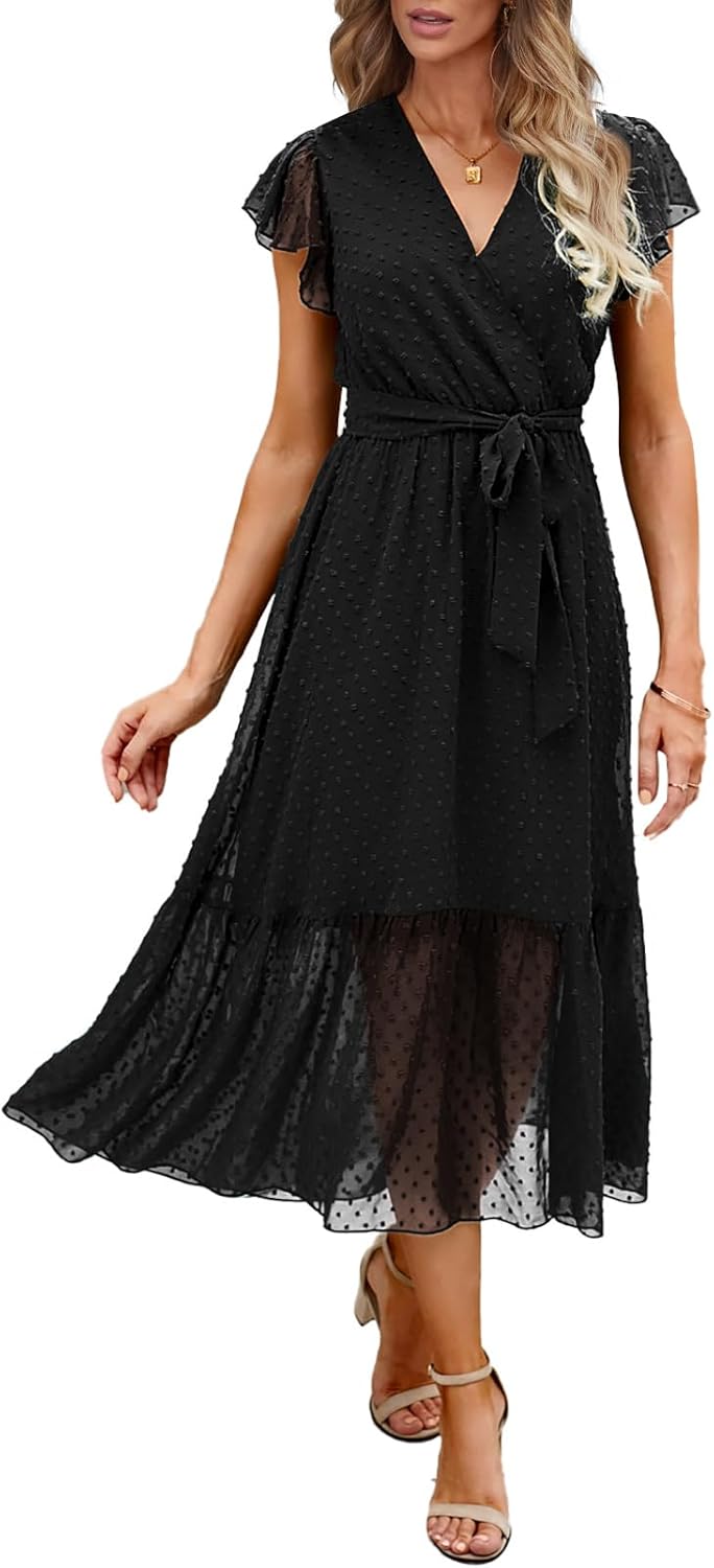 Detalle de BTFBM Women Bohemian Wrap Midi Dress White