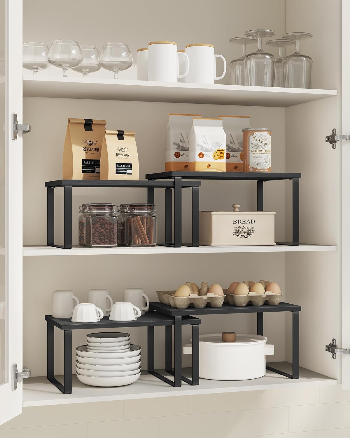 Detalle de SONGMICS Black Spice Racks, 4 Expandable Steel and Particleboard Shelves