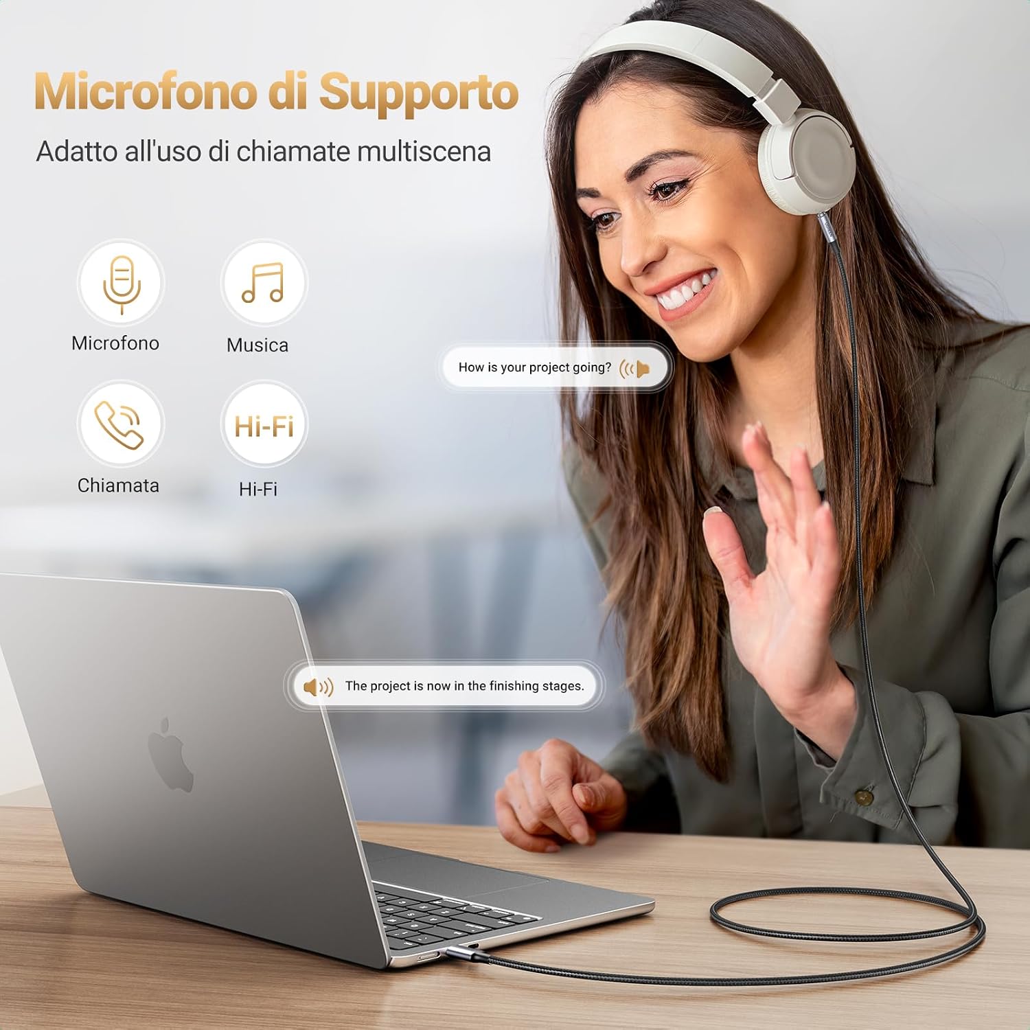 Detalle de UGREEN Cavo USB C a Jack TRRS 1M