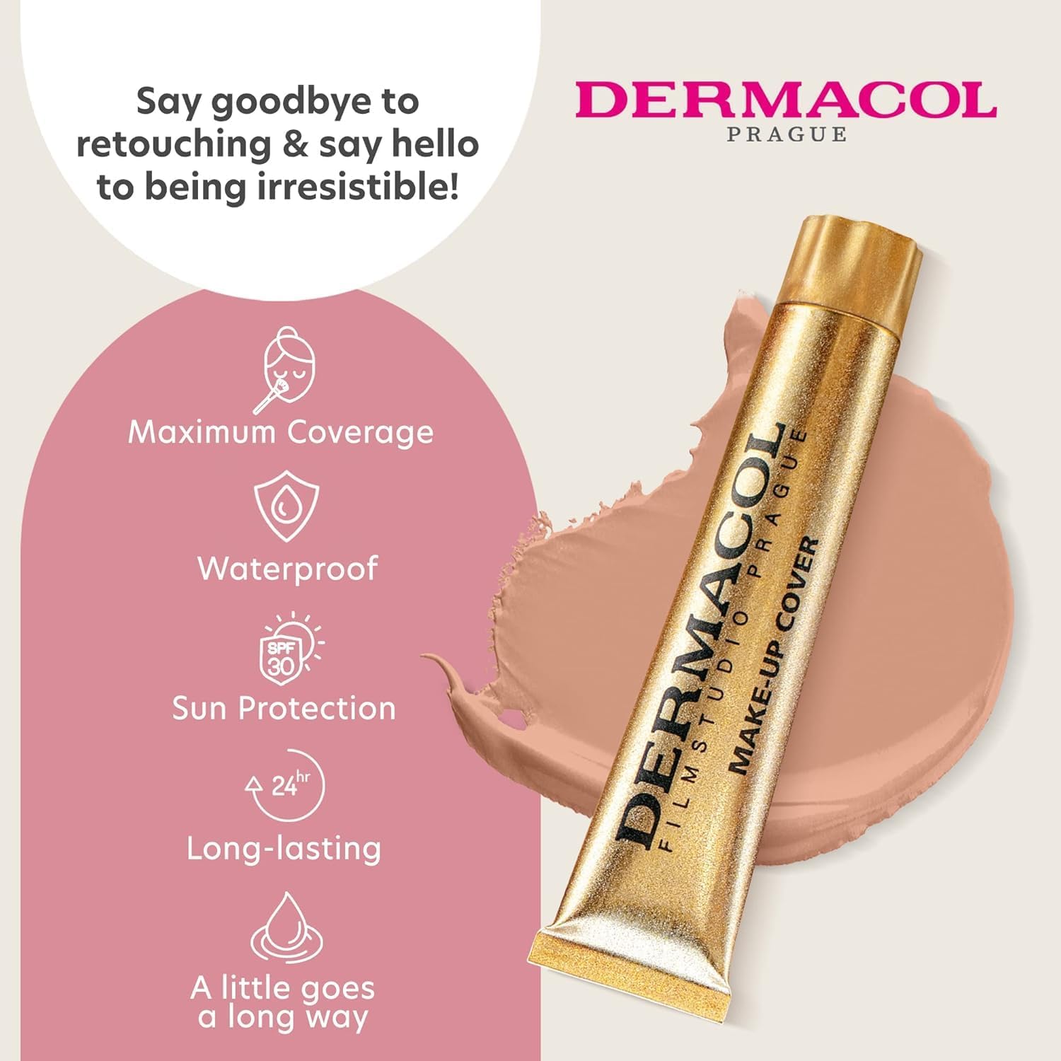 Detalle de Dermacol Full Coverage Foundation SPF 30 (Matte, Waterproof) Shade 215 – Liquid Makeup for oily, acne-prone skin