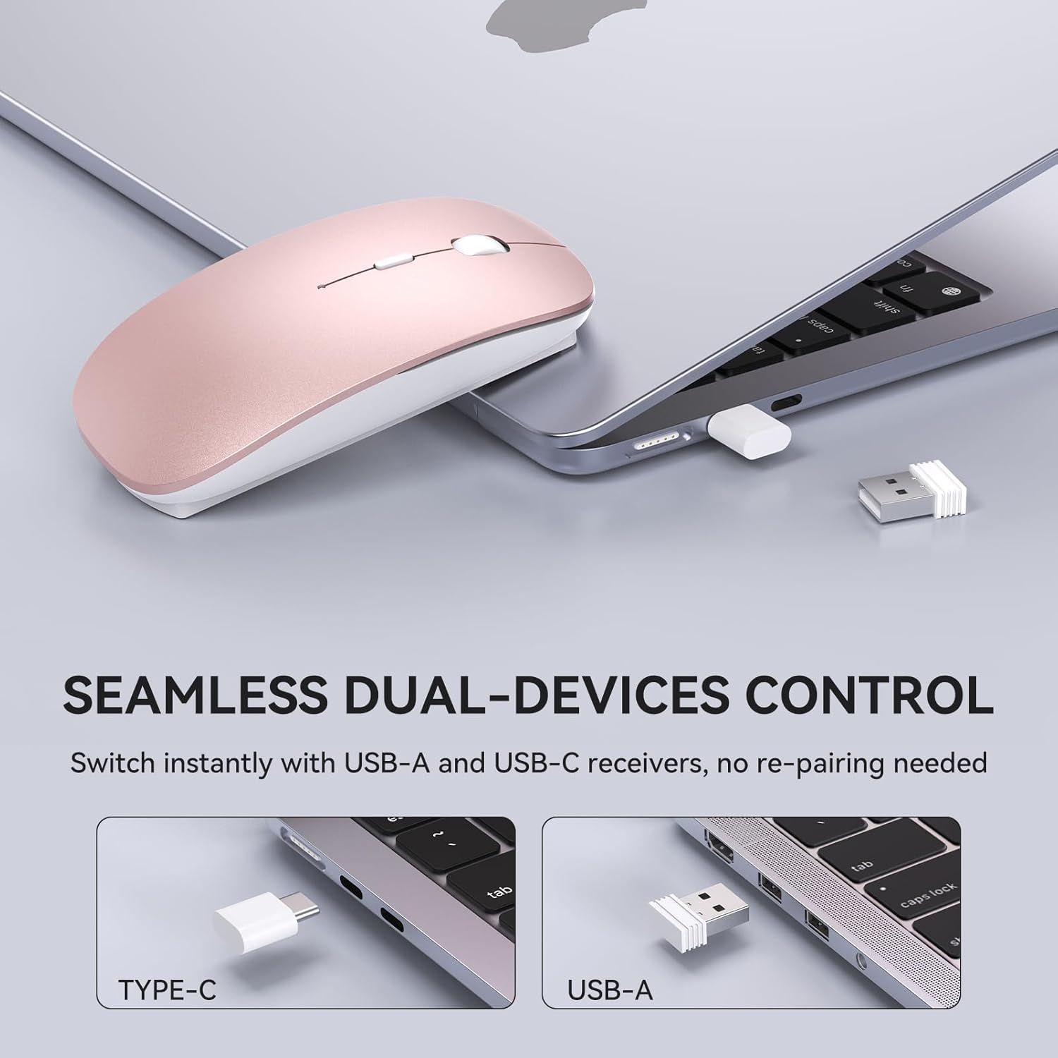 Thumbnail 3 de RaceGT Maus Kabellos USB-C & USB-A – Aufladbare 2,4 GHz Maus mit Vier DPI-Stufen, Beidfinger-/Beidhändig, Schlafmodus und leiser Klick