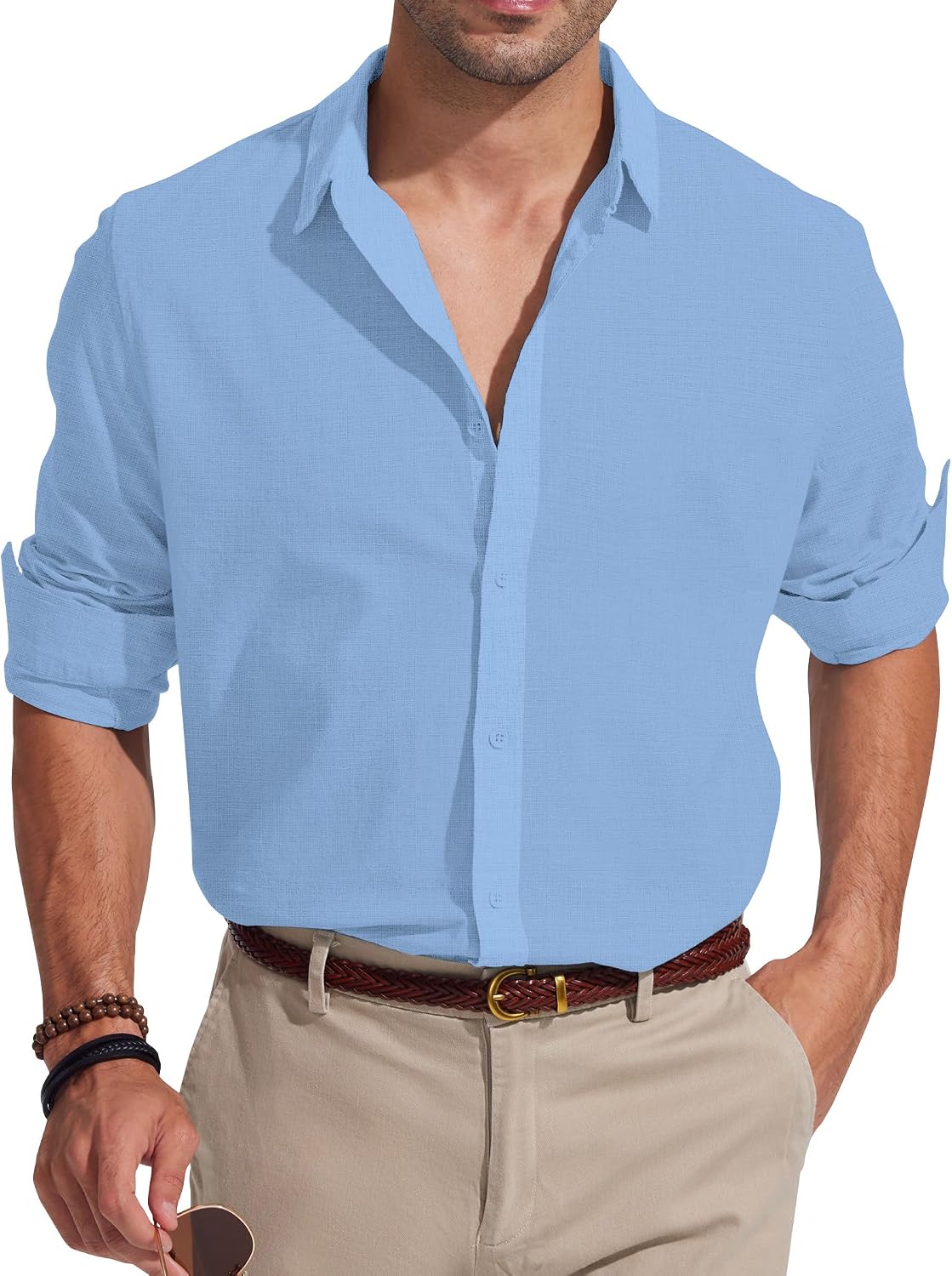 Thumbnail 6 de Friptspyg Chemise en Lin pour Hommes — Manches Longues, 80% coton + 20% lin, coupe Regular