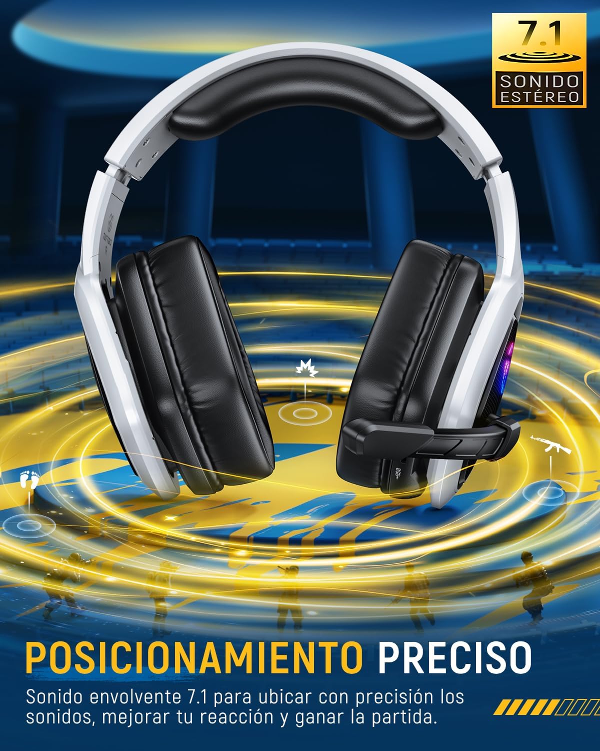 Detalle de Tatybo Cascos Gaming Inalámbricos 7.1 40H