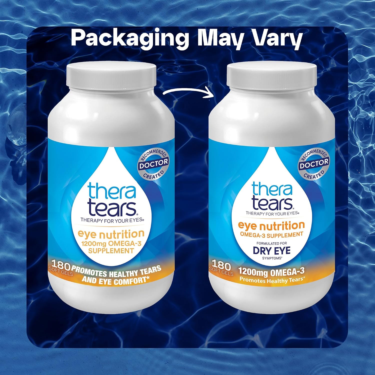 Detalle de TheraTears Omega 3 Eye Care Supplement, 180-Count with Fish and Flaxseed Oils