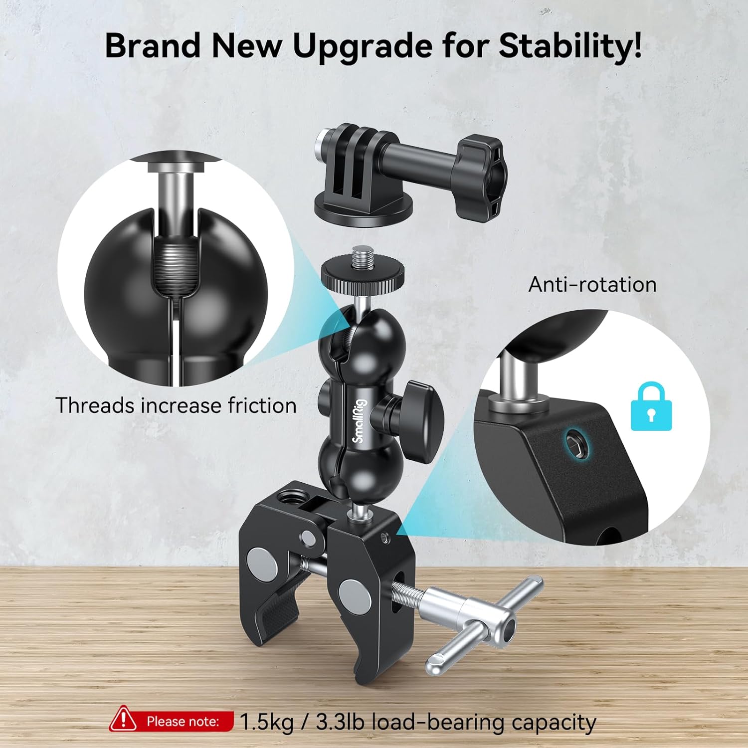 Detalle 2 de SMALLRIG 4373 Super Pince Kit Amélioré avec bras magique et fixation téléphone