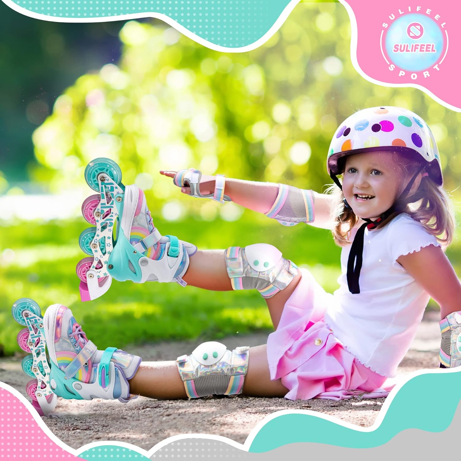 Thumbnail 6 de SULIFEEL Rainbow Unicorn Adjustable Inline Skates for Kids (Light-Up Wheels)