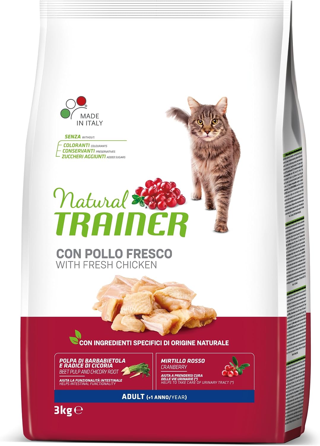 Detalle 2 de Trainer Natural Cat Adult con Pollo 3 Kg – equilibra intestino, pelle e igiene orale