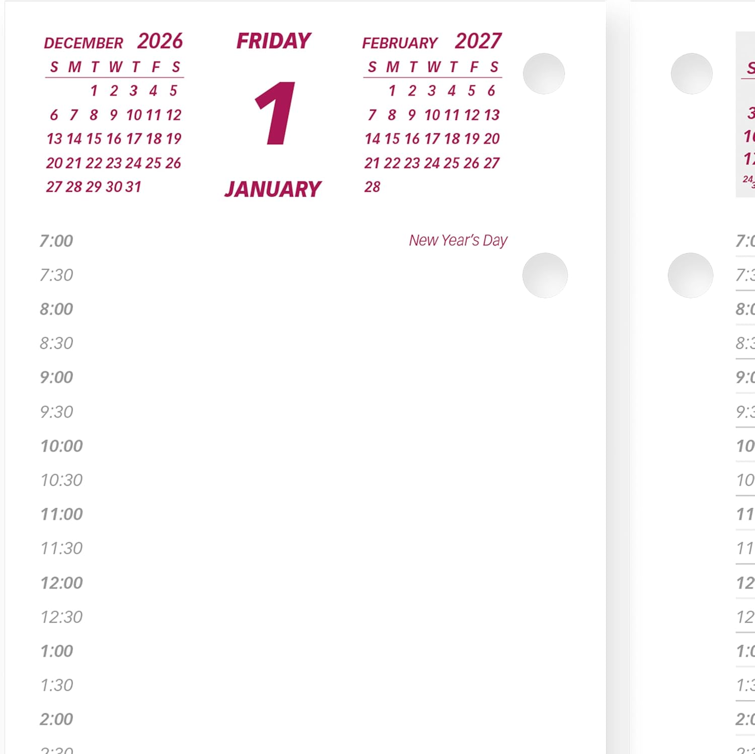 Detalle 2 de Brownline C2R-27 2027 Daily Desk Calendar Refill, 12-Month Appointment Planning