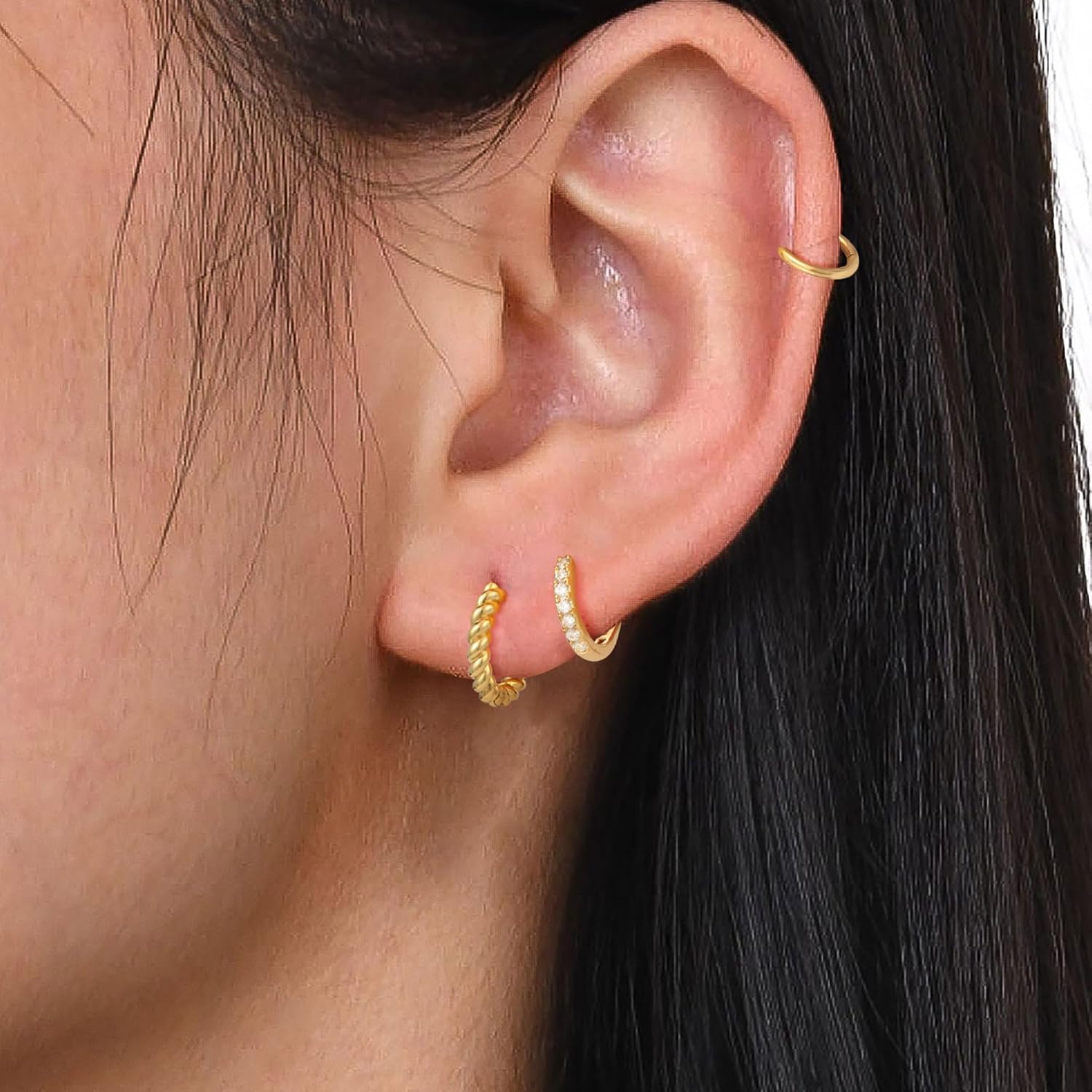 Detalle 1 de ZHESHY Gold Ohrringe Set 3 Paar