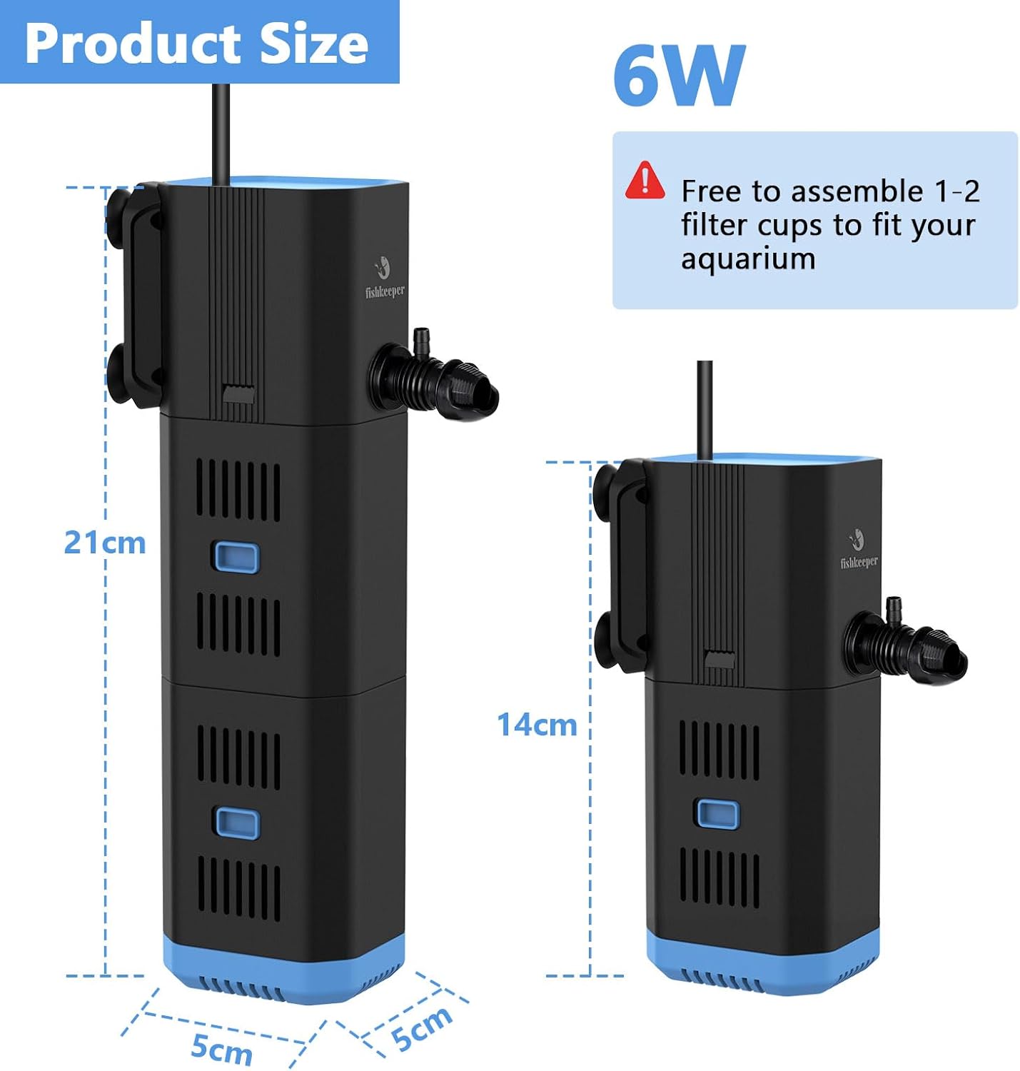 Thumbnail 6 de fishkeeper Aquarium Filter 500 l/h – 4-in-1 Innenfilter für 30–120 l Aquarien