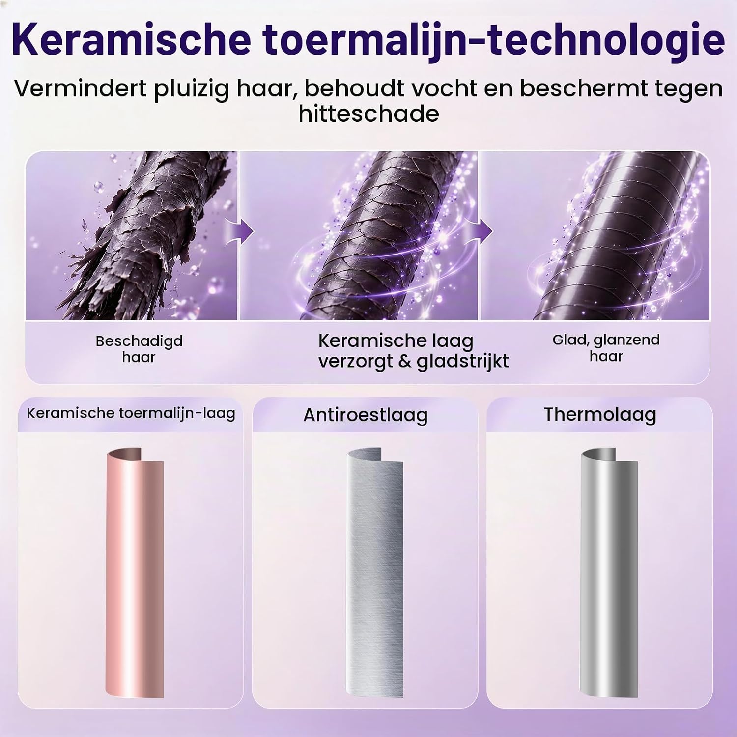 Detalle 1 de Karrong krultang 9 mm met keramische toermalijncoating en opwarming in 30 seconden