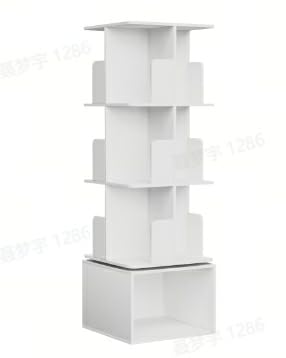 Detalle de VASAGLE CUSTOS LBC471WB01 Rotating Bookshelf, 4-Tier 360°, White