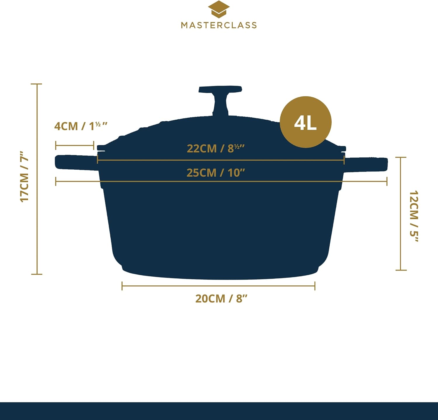 Thumbnail 6 de MasterClass 24 cm 4 Litre Cast Aluminium Casserole Dish with Self-Basting Lid