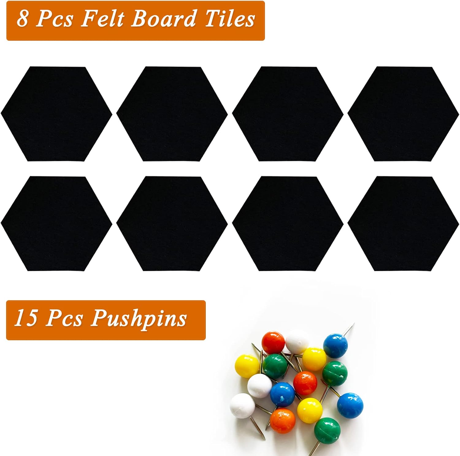 Detalle de HULAVO ED-HFB-Black Hexagon Felt Cork Board Tiles, 8-Piece, Black