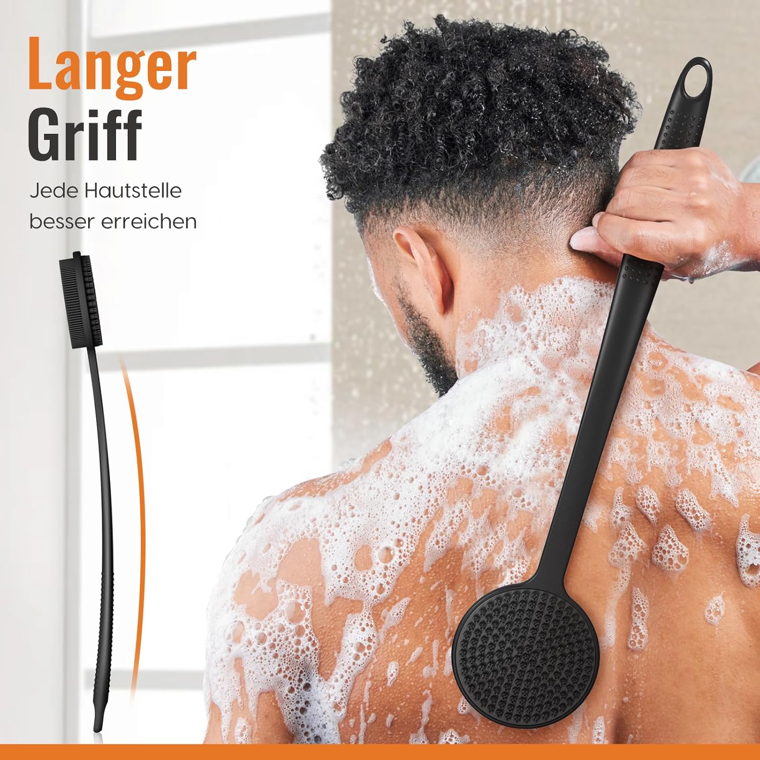 Detalle 1 de Silikon Rückenschrubber mit langem Griff zur Dusche