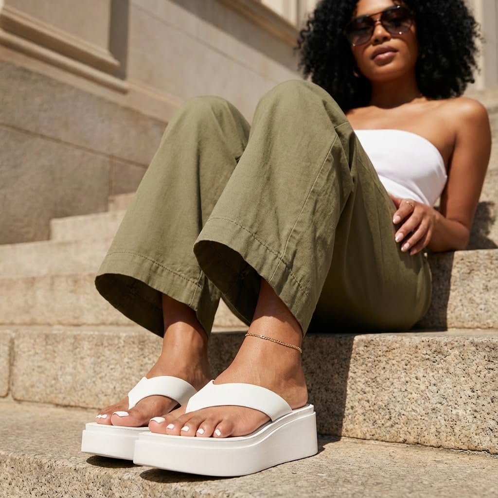 Detalle de CUSHIONAIRE Pippin Chunky Platform Flip Flops: Cushioned Comfort Meets Stylish 2-Inch Platform