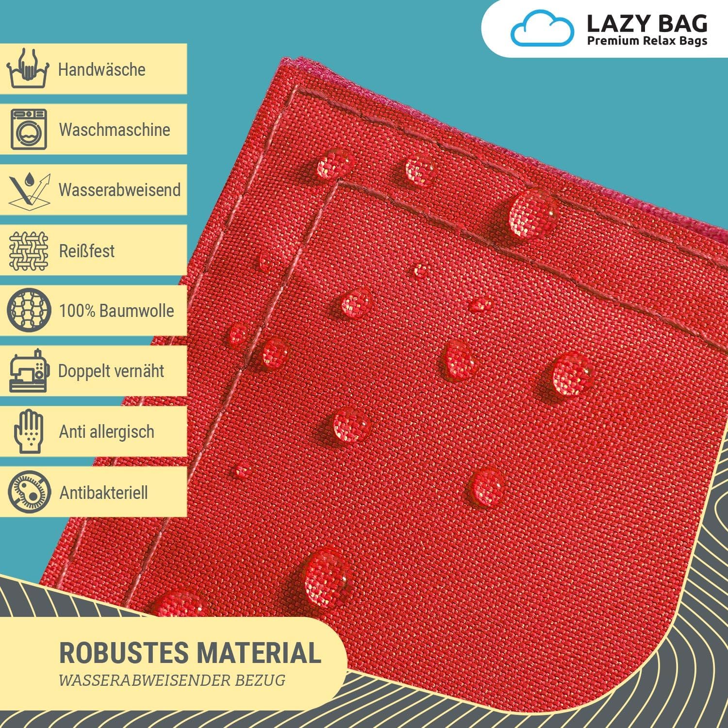 Thumbnail 4 de LAZY BAG Pouf géant classique XXL 140 x 180 cm — coussin 2 en 1 pour intérieur et extérieur