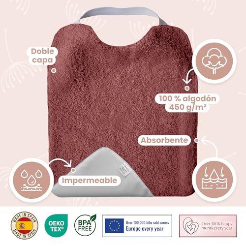 Detalle de MIMUSELINA Baberos Bebe Impermeables Reutilizables – Pack de 5, Lavanda, 29x25 cm