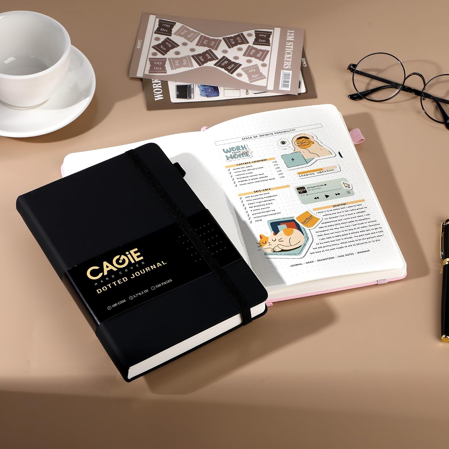 Detalle de CAGIE Dot Grid Notebook, 320 Pages