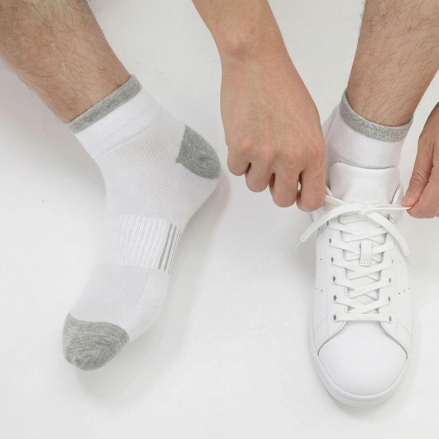 Thumbnail 1 de Quoboquo Socquettes homme bicolores respirantes en coton (lot 1 ou 6 paires), 39-46