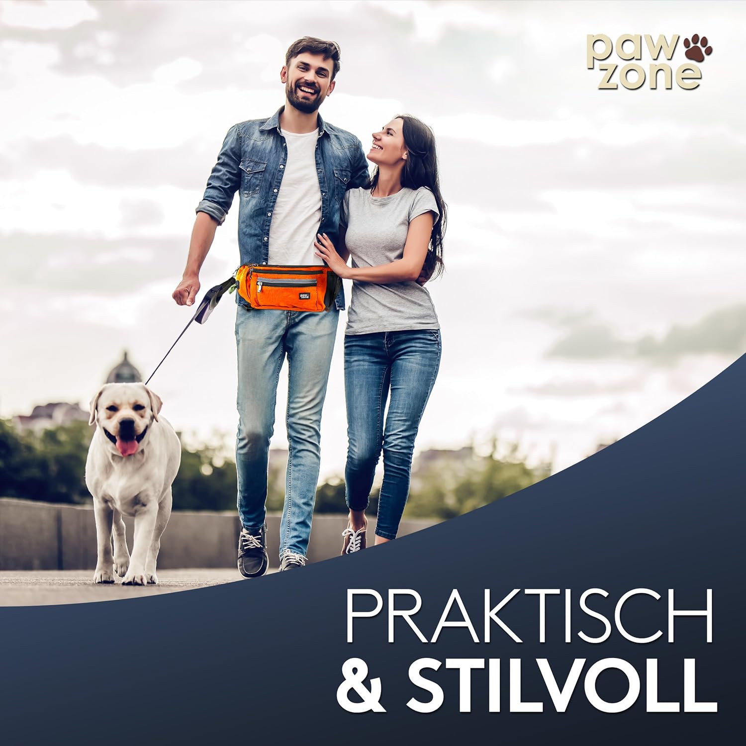 Thumbnail 6 de PAWZONE Leckerlibeutel für Hunde mit Bauchtasche, reflektierendes Band & Zusatzgurt (Neon Orange)