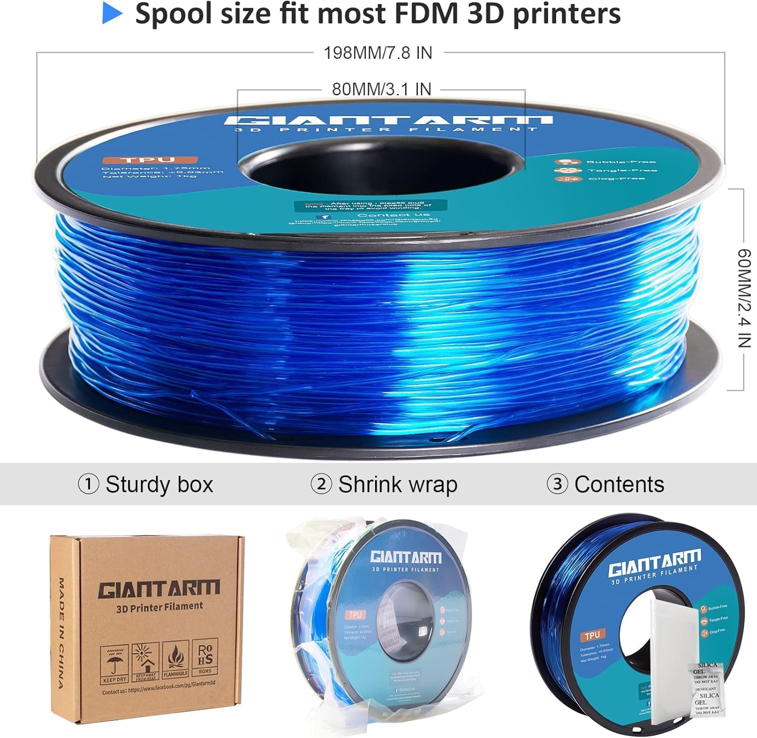 Thumbnail 6 de GIANTARM TPU Filament 1,75 mm 1 kg 🖨