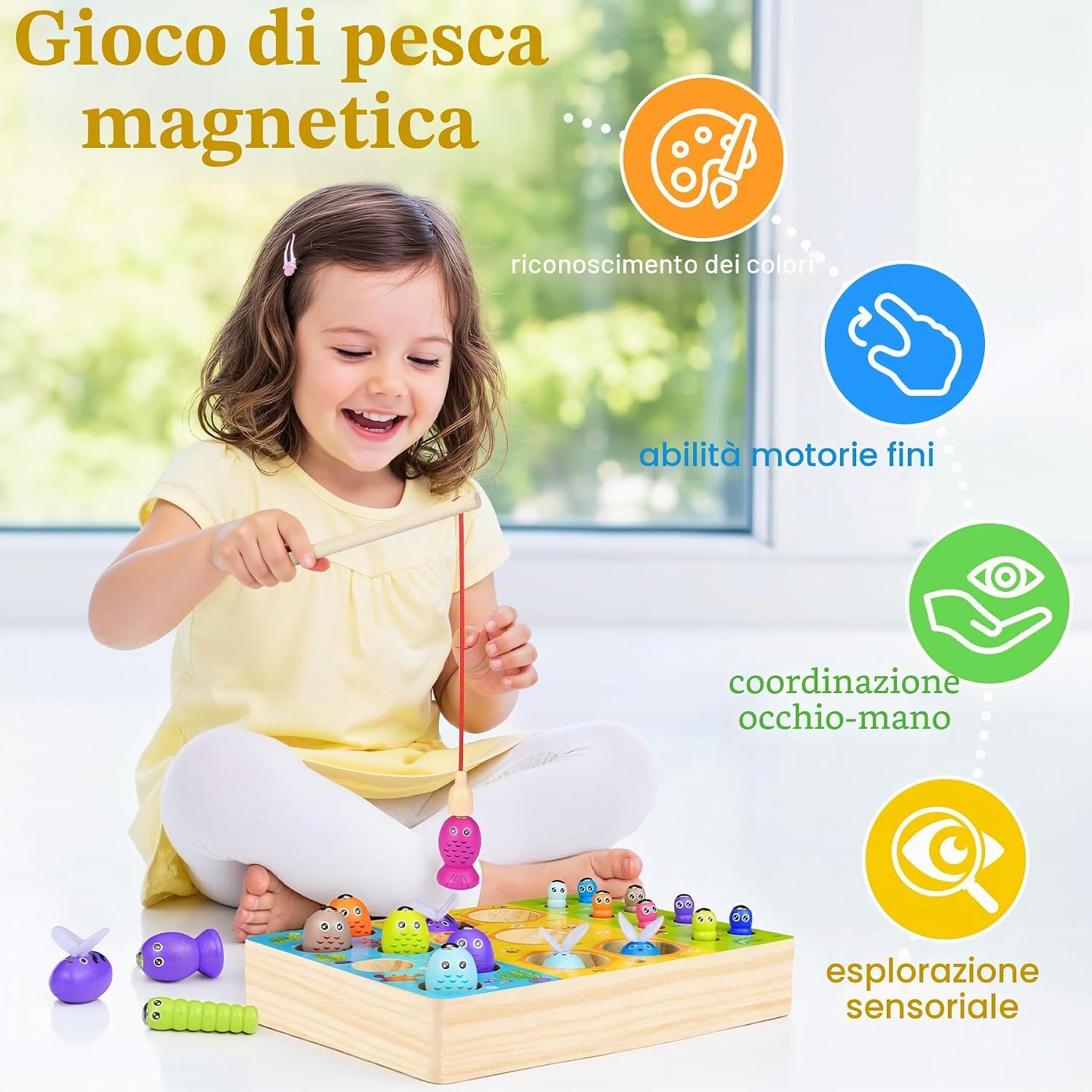 Thumbnail 3 de COOLJOY Giocattolo Montessori Pesca Magnetica in legno per bambini dai 2 anni