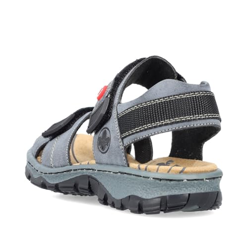 Detalle 2 de Rieker Damen Klassische Sandalen 68851 – Blau, Klettverschluss, Schmale Weite