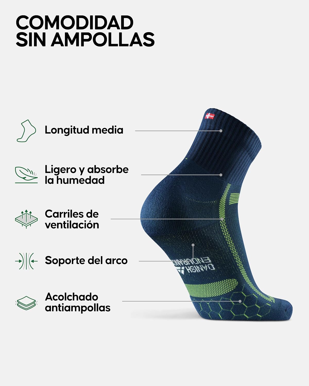Detalle 2 de DANISH ENDURANCE calcetines running 3 pack