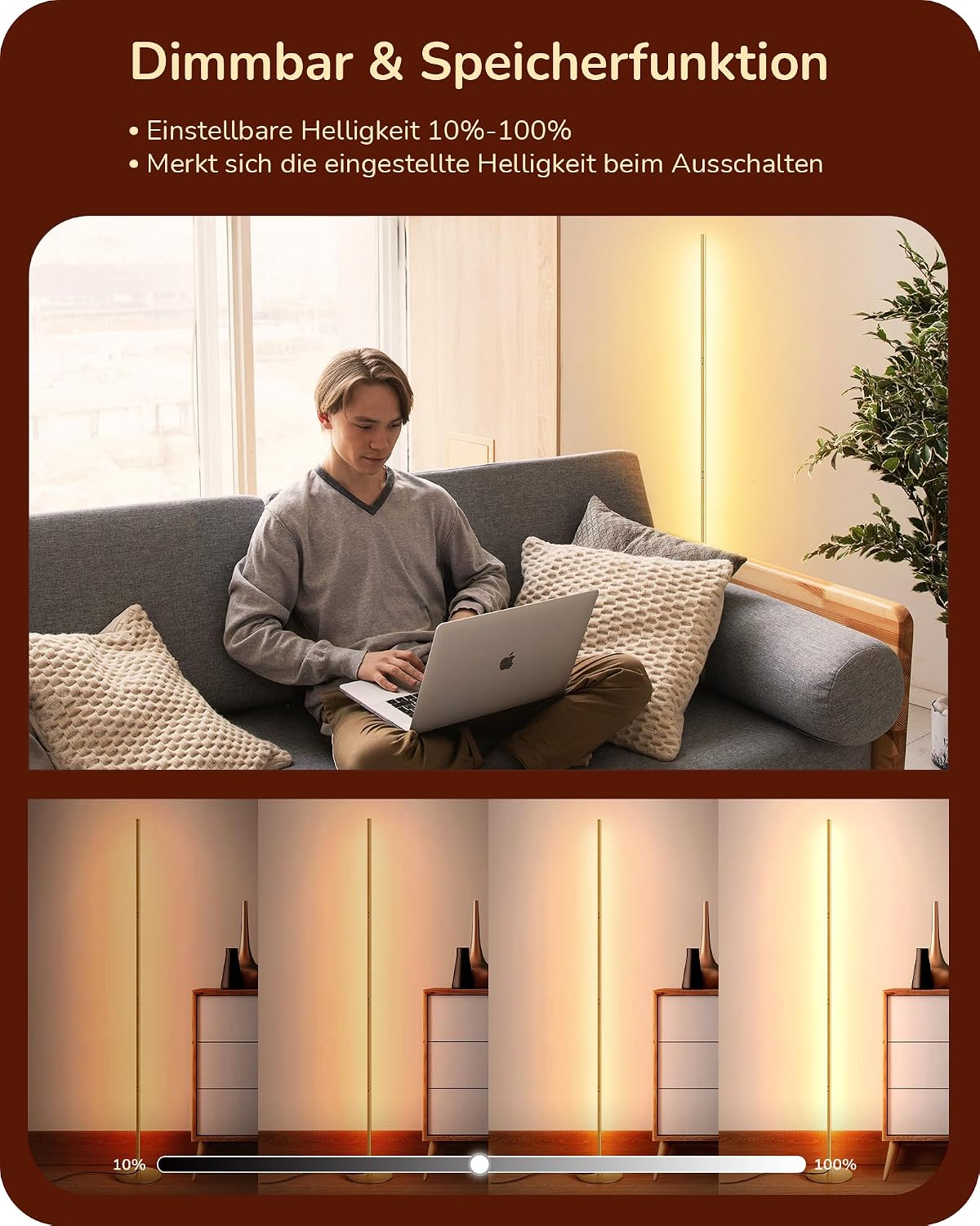 Thumbnail 1 de EDISHINE Stehlampe 146 cm dimmbar
