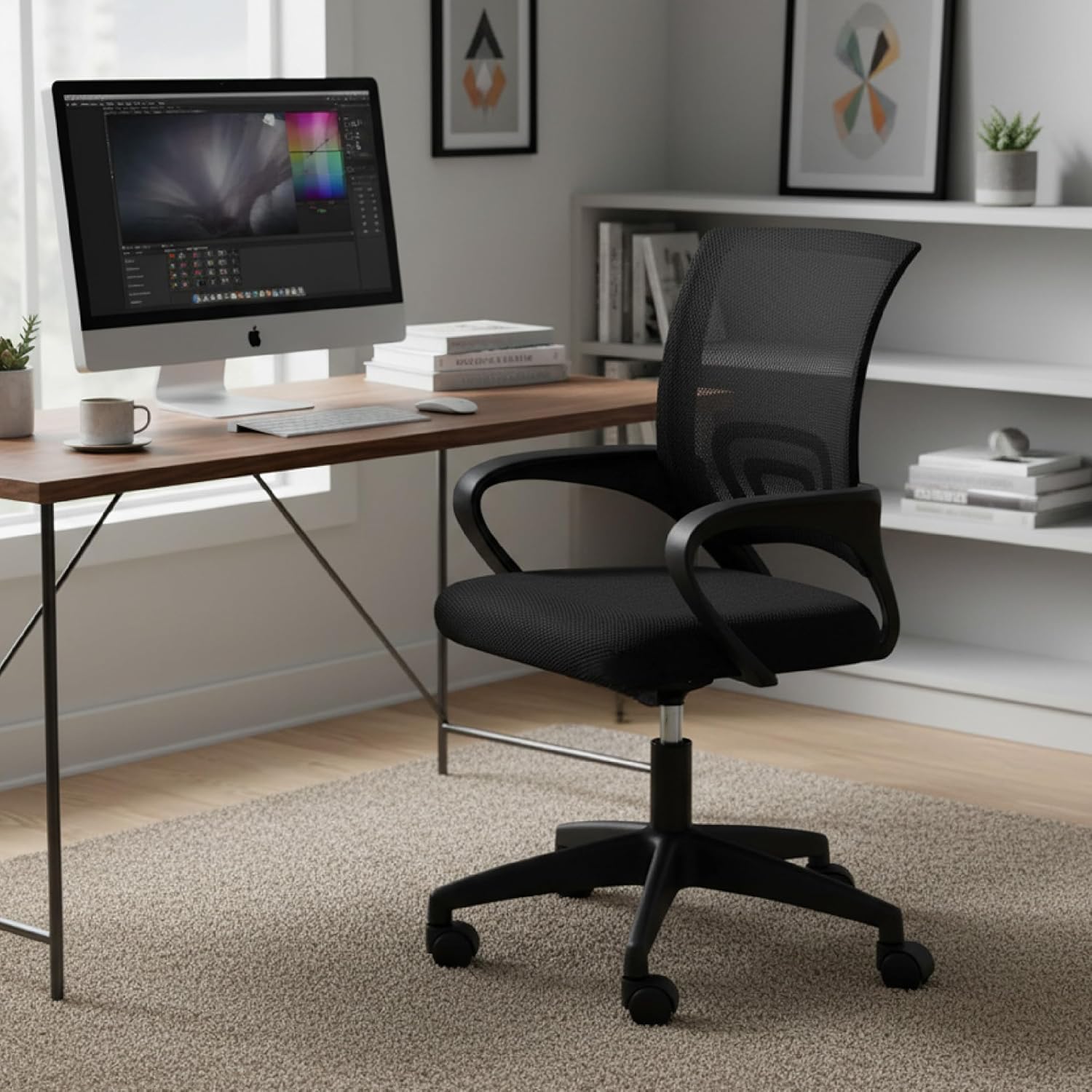 Thumbnail 1 de Baroni Home Sedia da Ufficio Ergonomica con Supporto Lombare, Schienale Traspirante e Braccioli Reclinabili