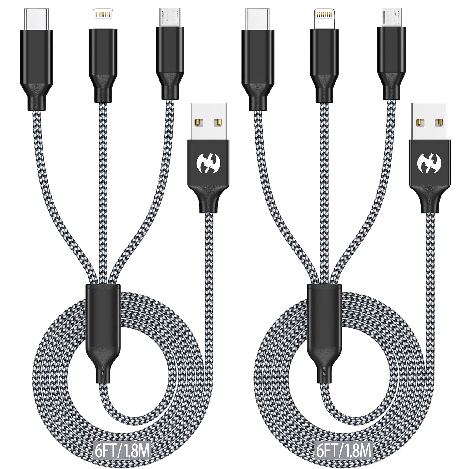 Detalle de Xnewcable Multi Charging Cable 6ft 2-Pack — 3-in-1 cable 🔌
