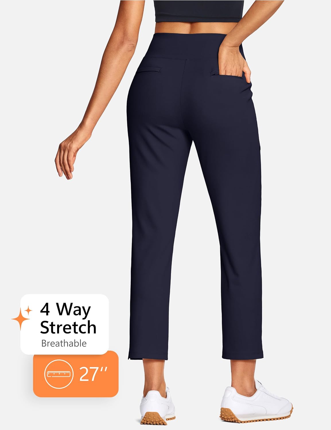 Detalle de ISEEGZ Capri Pants for Women: High-Waist Stretch Capris with Pockets (15/18/21/27) for Summer