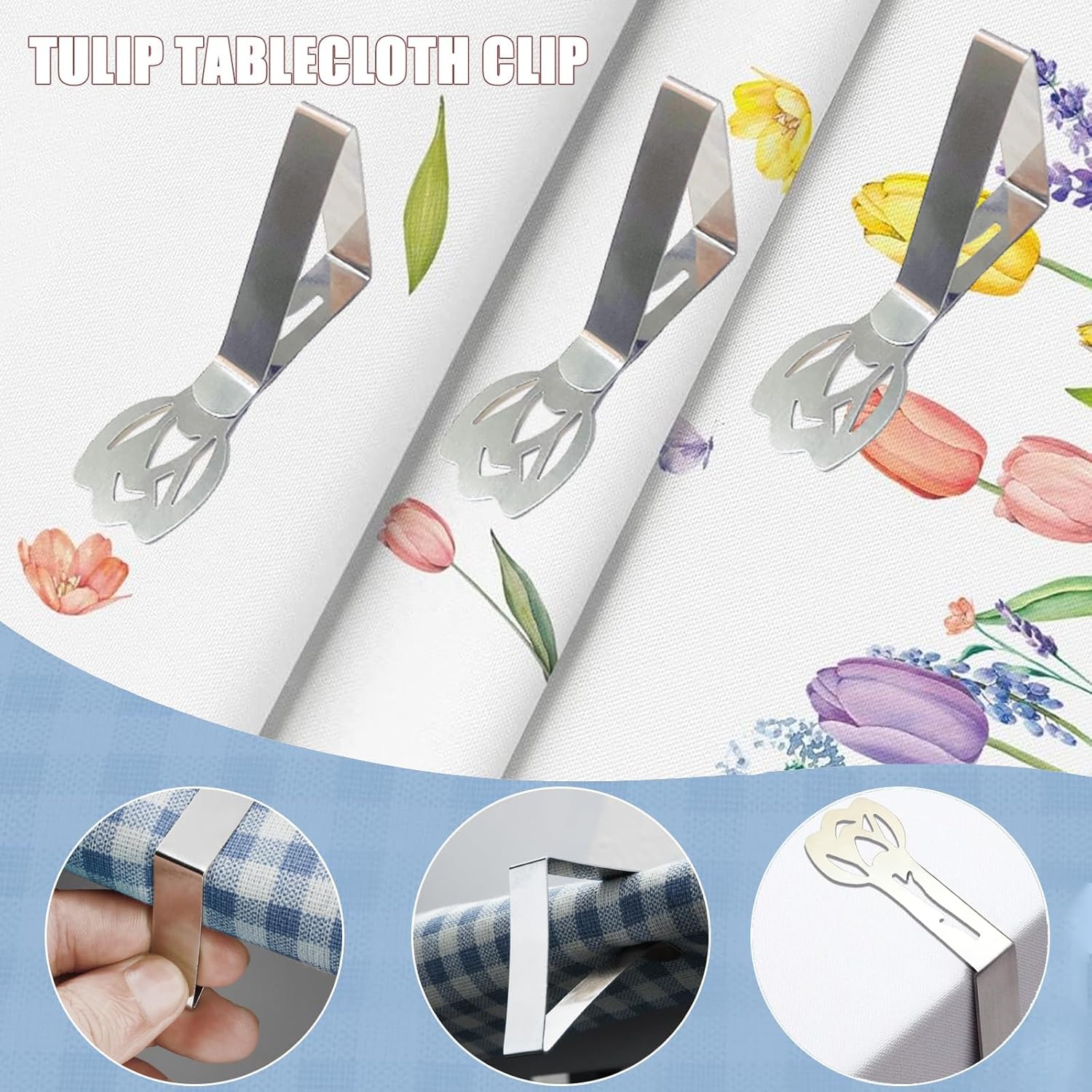 Thumbnail 2 de CUNGLIN Tablecloth Clips 10 Pack (Tulip Shape) for Outdoor Thick Tables