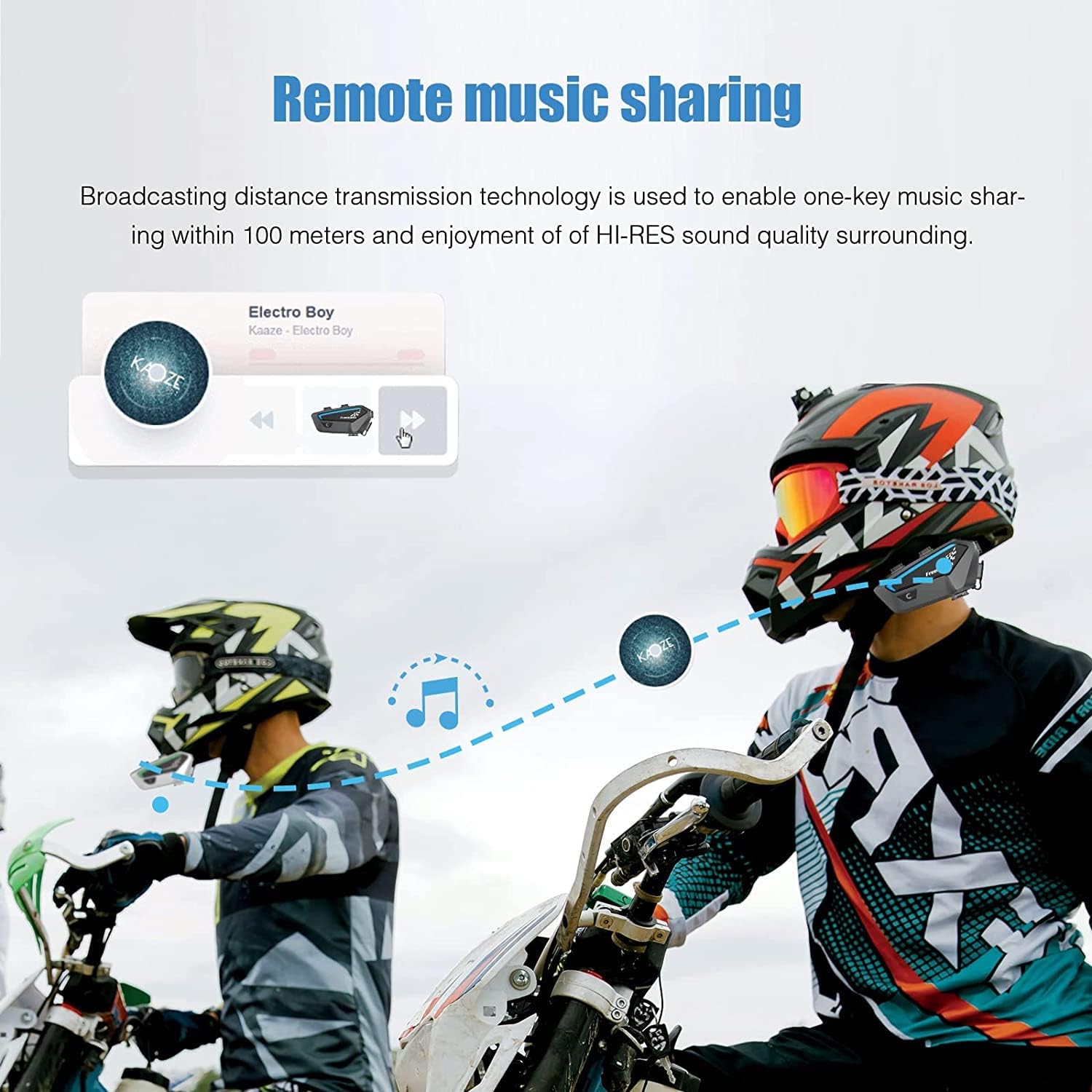 Thumbnail 2 de FreedConn FX Motorcycle Bluetooth Headset with Music Sharing (2pcs) – 10‑Way Intercom, 1500m, IP67, Ultra‑Thin Body