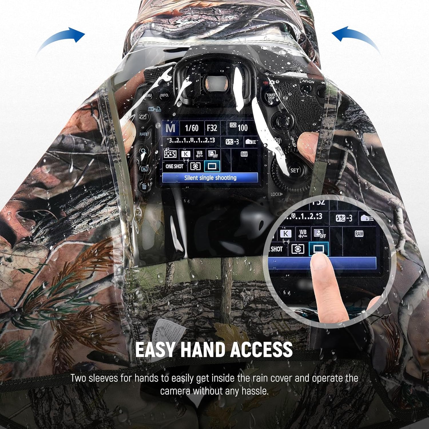 Thumbnail 3 de NEEWER PB019 XL Camera Rain Cover for DSLR & telephoto lenses (waterproof nylon, double-sided camouflage)