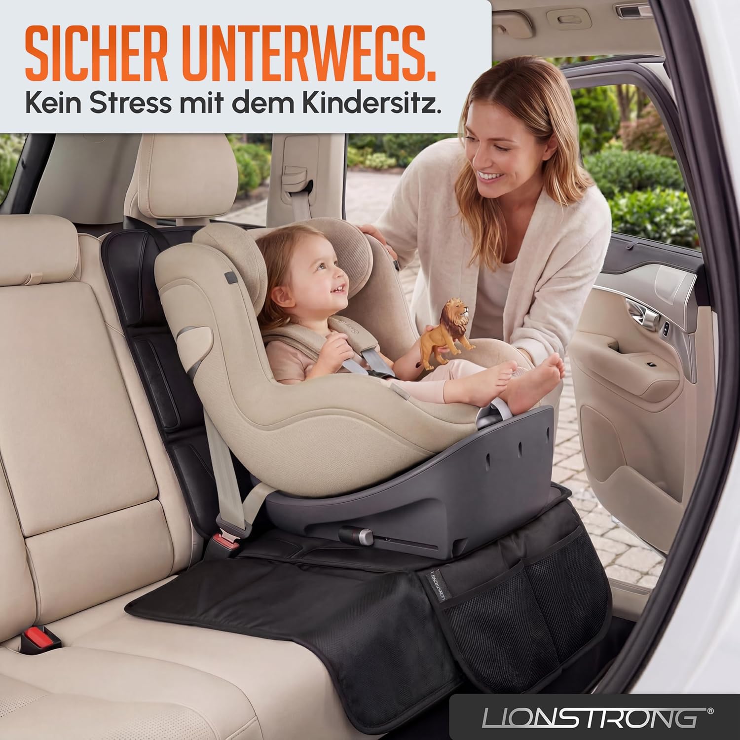 Detalle 2 de LIONSTRONG Kindersitzunterlage Schwarz, wasserabweisend