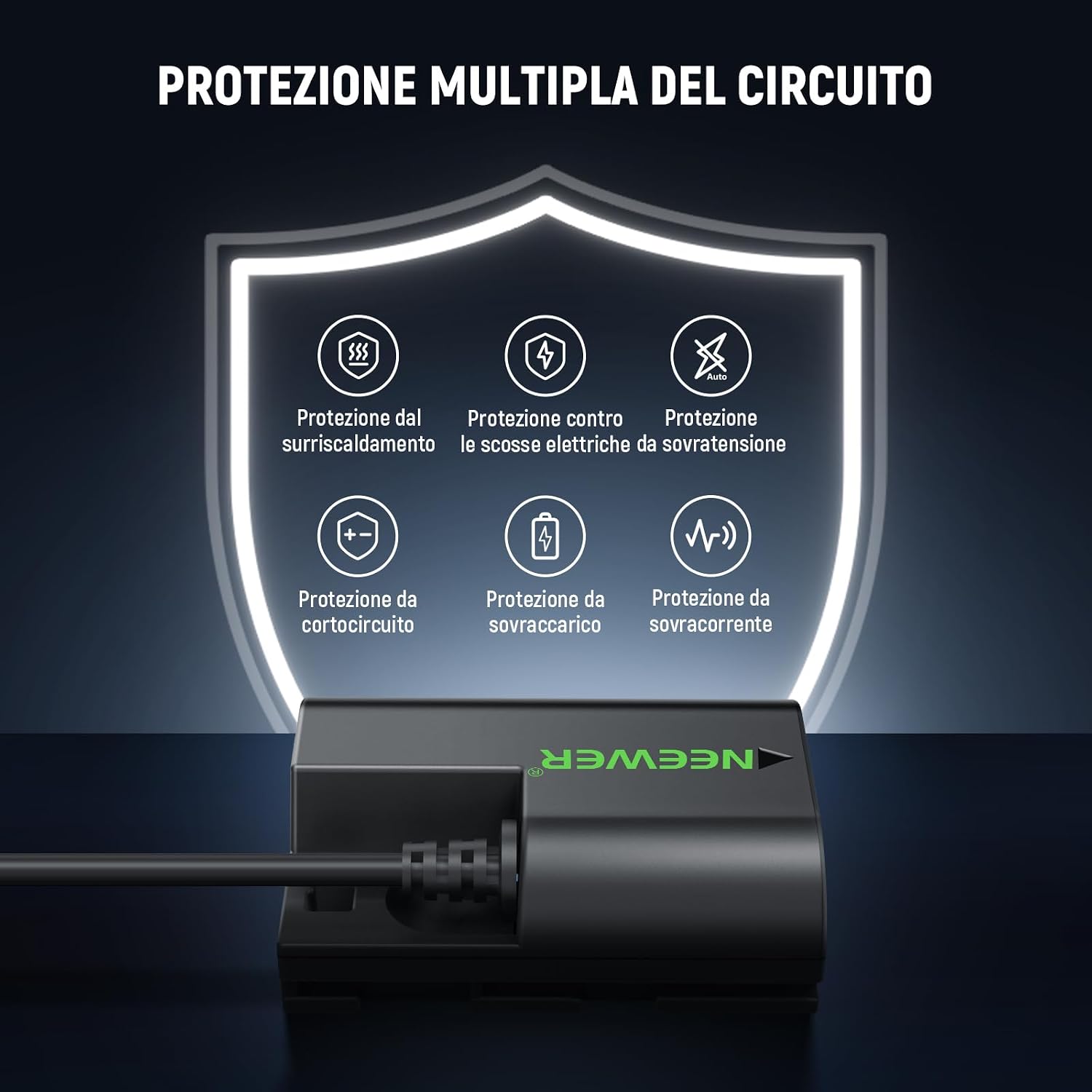 Thumbnail 6 de NEEWER Batteria fittizia LP-E6NH con D-Tap e cavo per batterie V Mount, per Canon EOS R5 C, R6, R7 e serie 5D/6D/7D